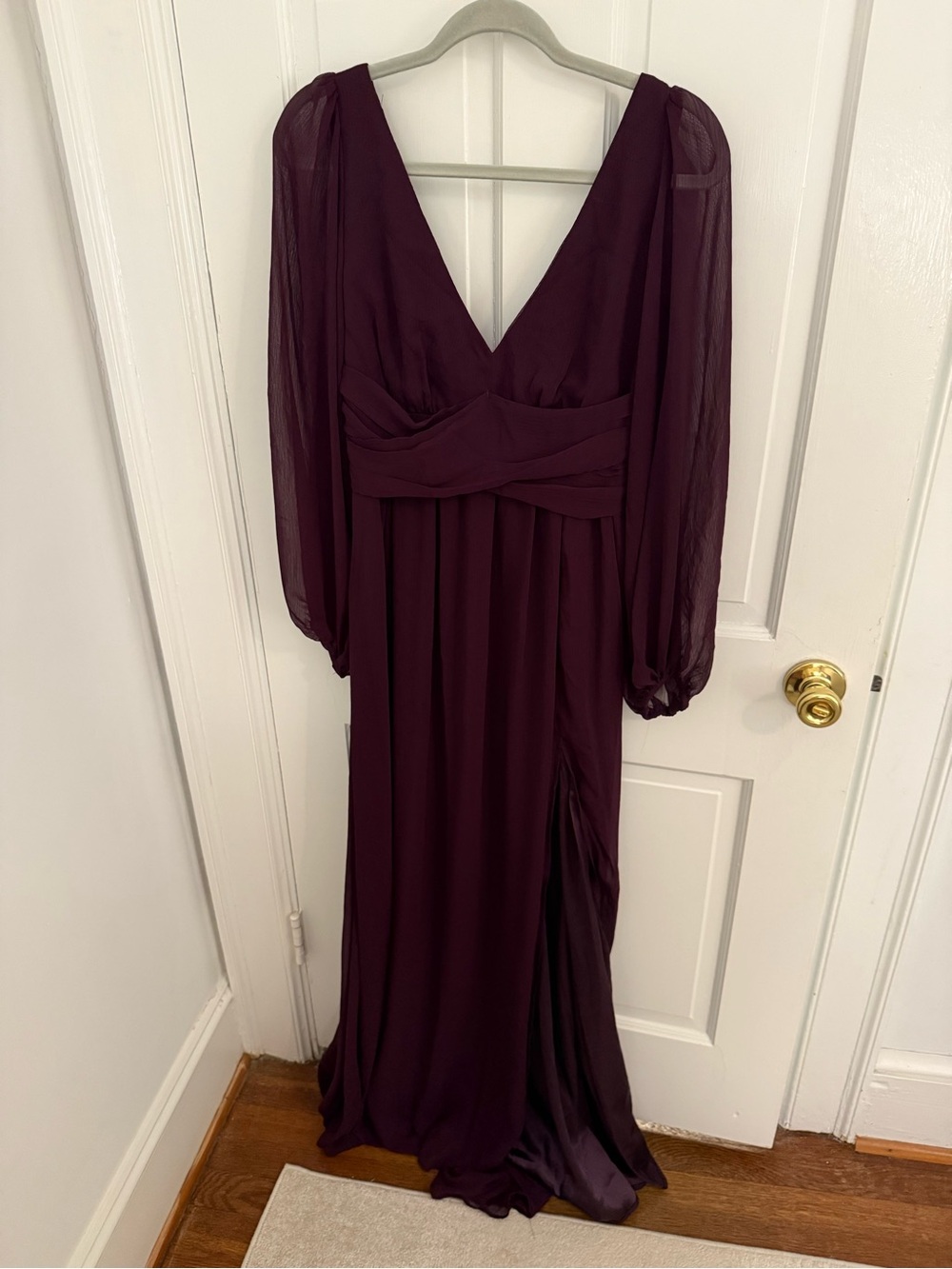 Lulu's Plum V-Neck Long Sleeve Maxi Dress